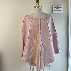 NWOT UGG Australia Baby Pink Suede Faux Fur Lined Poncho Cape  SZ-S/M